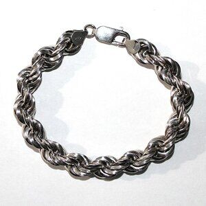 Sterling Silver Rope Chain Bracelet 16 Grams 7.5 Inches
